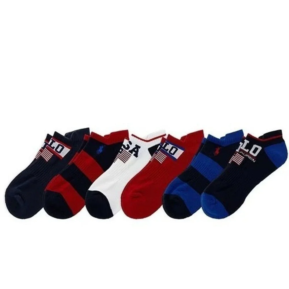 Polo Ralph Lauren Mens 6 Pack No Show Low Cut Socks USA Flag